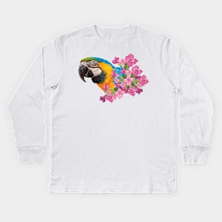 Blue and yellow macaw Kids Long Sleeve T-Shirt